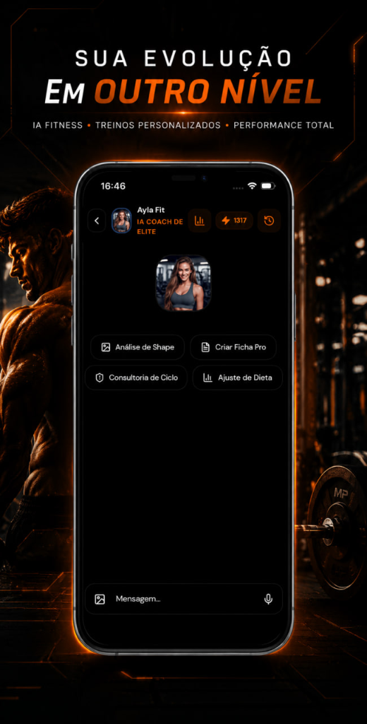 Ayla Fit — IA Coach de Elite no app MuscuPRO com opções de Análise de Shape, Criar Ficha Pro, Consultoria de Ciclo e Ajuste de Dieta